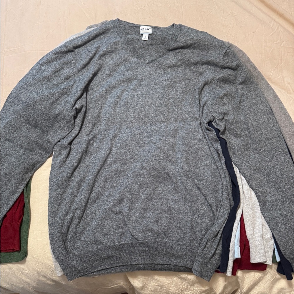 Gray V-Neck Sweater